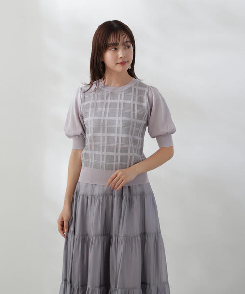 PROPORTION BODY DRESSING（プロポーションボディドレッシング）の「シアーチェックデザインニット / 1214170425（ニット/セーター・レディース・グレー/ブラック・FREE）」の15枚目の写真