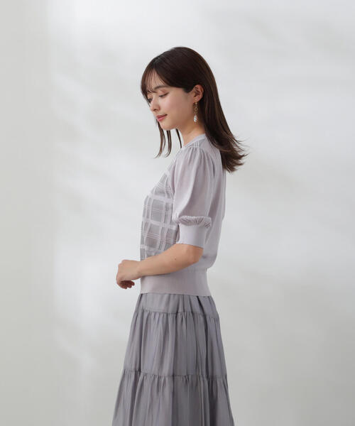 PROPORTION BODY DRESSING（プロポーションボディドレッシング）の「シアーチェックデザインニット / 1214170425（ニット/セーター・レディース・グレー/ブラック・FREE）」の16枚目の写真