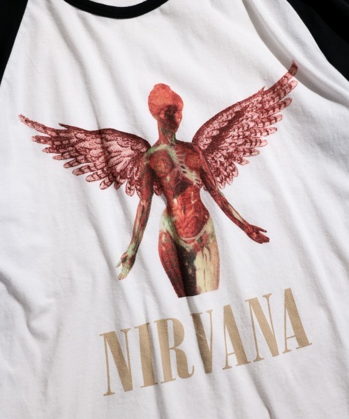 THRIFTY LOOK（スリフティールック）の「THRIFTY LOOK/スリフティールック "NIRAVANA TRIANGLE IN UTERO"BB TEEニルヴァーナインユーテロベースボールT-シャツ（Tシャツ/カットソー・メンズ・ホワイト・LARGE/X-LARGE）」の3枚目の写真