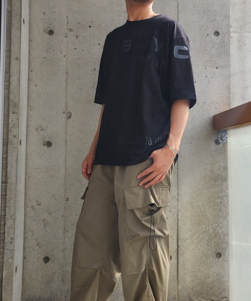 BOYCOTT(ボイコット)の「【BOYCOTT/ボイコット】オーバーサイズマルチロゴプリント5分袖半袖Tシャツ(Tシャツ/カットソー・メンズ・ブラック/ホワイト/カーキ・X-LARGE/LARGE/MEDIUM)」の6枚目の写真