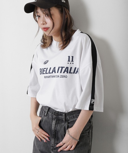 FILA(フィラ)の「【FILA】 90’s レトロ 袖ライン 半袖 ゲームシャツ / チームシャツ(Tシャツ/カットソー・レディース・ホワイト/ブラック/ブラック系/ホワイト系・LARGE/MEDIUM)」の11枚目の写真