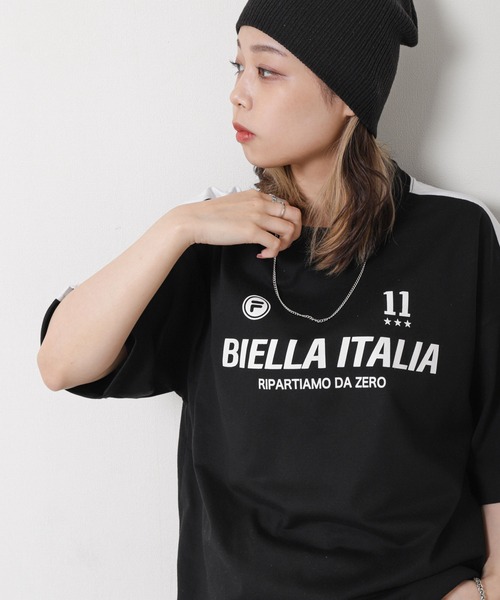 FILA(フィラ)の「【FILA】 90’s レトロ 袖ライン 半袖 ゲームシャツ / チームシャツ(Tシャツ/カットソー・レディース・ホワイト/ブラック/ブラック系/ホワイト系・LARGE/MEDIUM)」の9枚目の写真