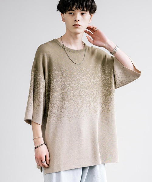 接触冷感 オーバーサイズスプラッシュ柄サマーニット（ニット/セーター）｜Rocky Monroe（ロッキーモンロー）