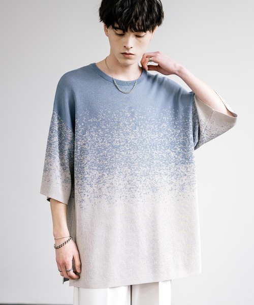 接触冷感 オーバーサイズスプラッシュ柄サマーニット（ニット/セーター）｜Rocky Monroe（ロッキーモンロー）