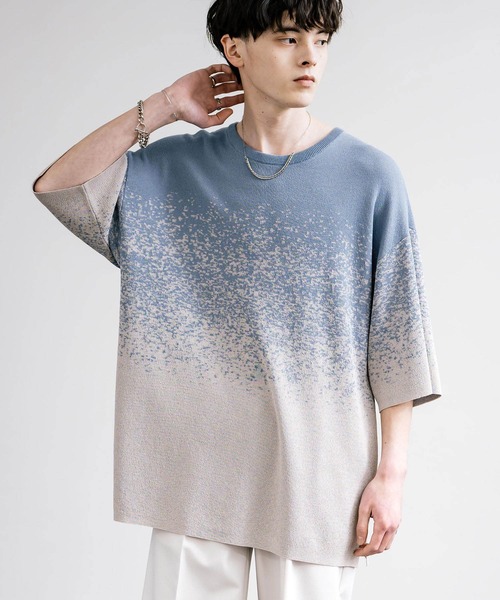 接触冷感 オーバーサイズスプラッシュ柄サマーニット（ニット/セーター）｜Rocky Monroe（ロッキーモンロー）