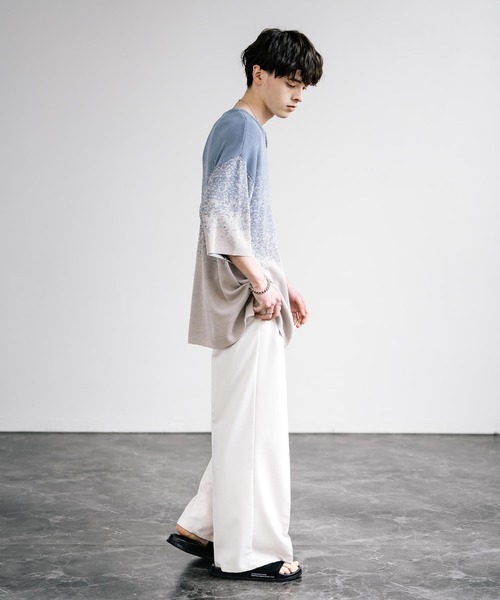 接触冷感 オーバーサイズスプラッシュ柄サマーニット（ニット/セーター）｜Rocky Monroe（ロッキーモンロー）