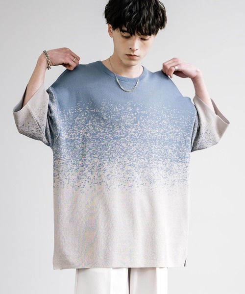 接触冷感 オーバーサイズスプラッシュ柄サマーニット（ニット/セーター）｜Rocky Monroe（ロッキーモンロー）