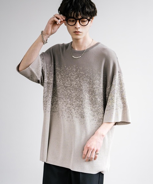 接触冷感 オーバーサイズスプラッシュ柄サマーニット（ニット/セーター）｜Rocky Monroe（ロッキーモンロー）