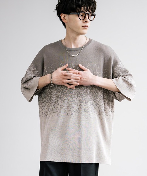 接触冷感 オーバーサイズスプラッシュ柄サマーニット（ニット/セーター）｜Rocky Monroe（ロッキーモンロー）