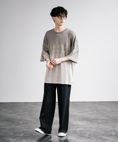 接触冷感 オーバーサイズスプラッシュ柄サマーニット（ニット/セーター）｜Rocky Monroe（ロッキーモンロー）