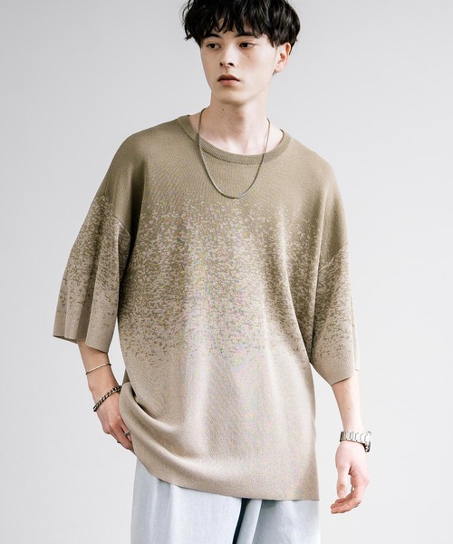 接触冷感 オーバーサイズスプラッシュ柄サマーニット（ニット/セーター）｜Rocky Monroe（ロッキーモンロー）