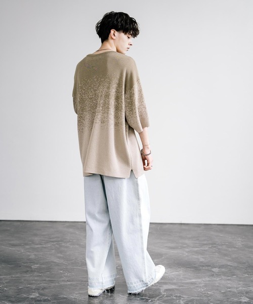 接触冷感 オーバーサイズスプラッシュ柄サマーニット（ニット/セーター）｜Rocky Monroe（ロッキーモンロー）