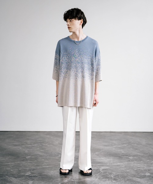 接触冷感 オーバーサイズスプラッシュ柄サマーニット（ニット/セーター）｜Rocky Monroe（ロッキーモンロー）