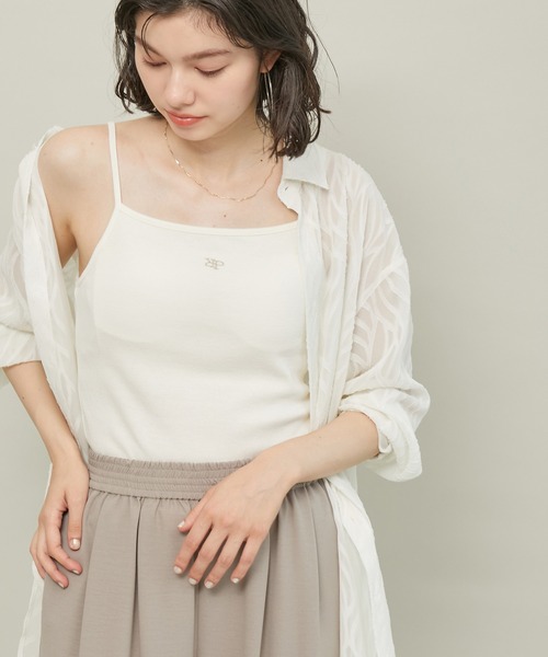 ROPE' PICNIC（ロペピクニック）の「ロゴ刺繍入りカップ付きキャミソール（キャミソール・レディース・キナリ/ブラック・36/38）」の2枚目の写真