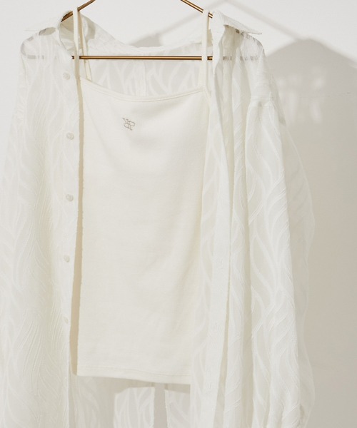 ROPE' PICNIC（ロペピクニック）の「ロゴ刺繍入りカップ付きキャミソール（キャミソール・レディース・キナリ/ブラック・36/38）」の21枚目の写真