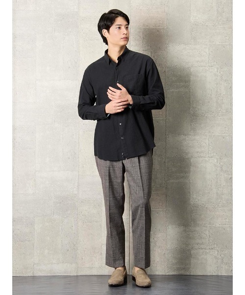 TRANS CONTINENTS（トランスコンチネンツ）の「TRANS CONTINENTS　コットンリネン　カラーシャツ　ベージュ/ブラウン/ブルー/ブラック（シャツ/ブラウス・メンズ・ブラック/ブルー/ブラウン/ベージュ・L/LL/M）」の6枚目の写真