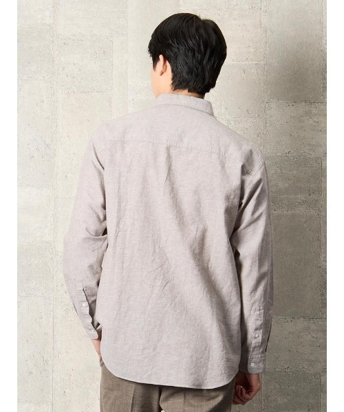 TRANS CONTINENTS（トランスコンチネンツ）の「TRANS CONTINENTS　コットンリネン　カラーシャツ　ベージュ/ブラウン/ブルー/ブラック（シャツ/ブラウス・メンズ・ブラック/ブルー/ブラウン/ベージュ・L/LL/M）」の11枚目の写真