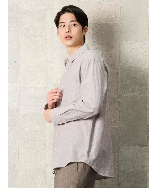 TRANS CONTINENTS（トランスコンチネンツ）の「TRANS CONTINENTS　コットンリネン　カラーシャツ　ベージュ/ブラウン/ブルー/ブラック（シャツ/ブラウス・メンズ・ブラック/ブルー/ブラウン/ベージュ・L/LL/M）」の12枚目の写真