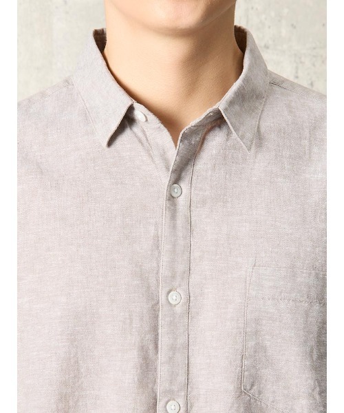 TRANS CONTINENTS（トランスコンチネンツ）の「TRANS CONTINENTS　コットンリネン　カラーシャツ　ベージュ/ブラウン/ブルー/ブラック（シャツ/ブラウス・メンズ・ブラック/ブルー/ブラウン/ベージュ・L/LL/M）」の13枚目の写真