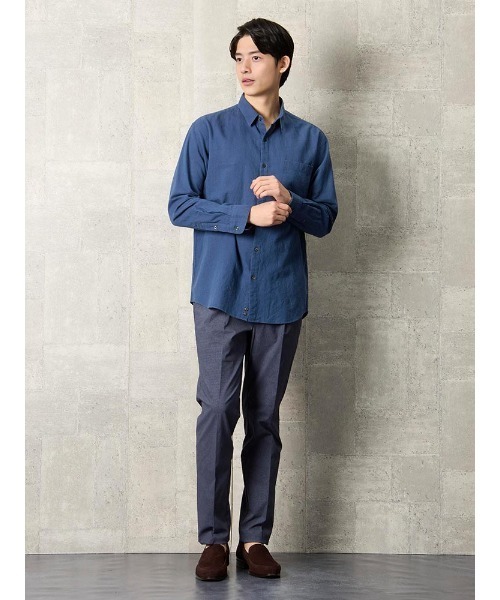 TRANS CONTINENTS（トランスコンチネンツ）の「TRANS CONTINENTS　コットンリネン　カラーシャツ　ベージュ/ブラウン/ブルー/ブラック（シャツ/ブラウス・メンズ・ブラック/ブルー/ブラウン/ベージュ・L/LL/M）」の18枚目の写真