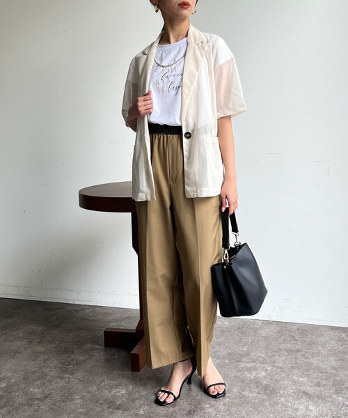 Chez toi(シェトワ)の「5分袖メッシュテーラードジャケット(テーラードジャケット・レディース・ブラック/ブラウン/アイボリー・FREE)」の12枚目の写真