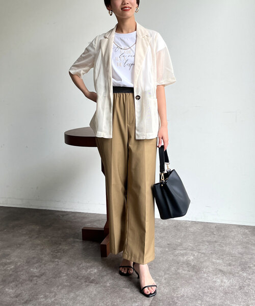 Chez toi(シェトワ)の「5分袖メッシュテーラードジャケット(テーラードジャケット・レディース・ブラック/ブラウン/アイボリー・FREE)」の13枚目の写真