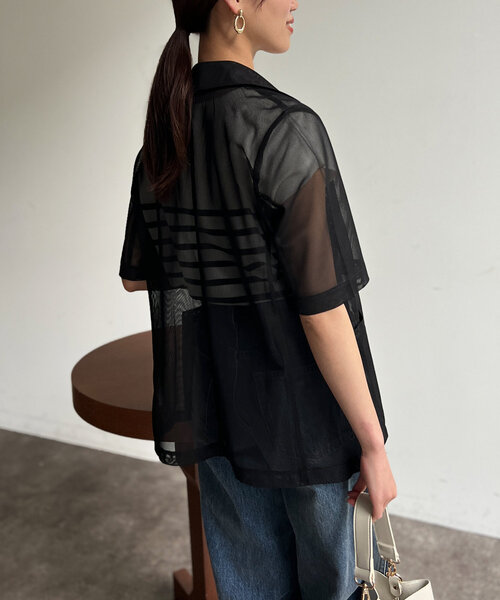 Chez toi(シェトワ)の「5分袖メッシュテーラードジャケット(テーラードジャケット・レディース・ブラック/ブラウン/アイボリー・FREE)」の19枚目の写真