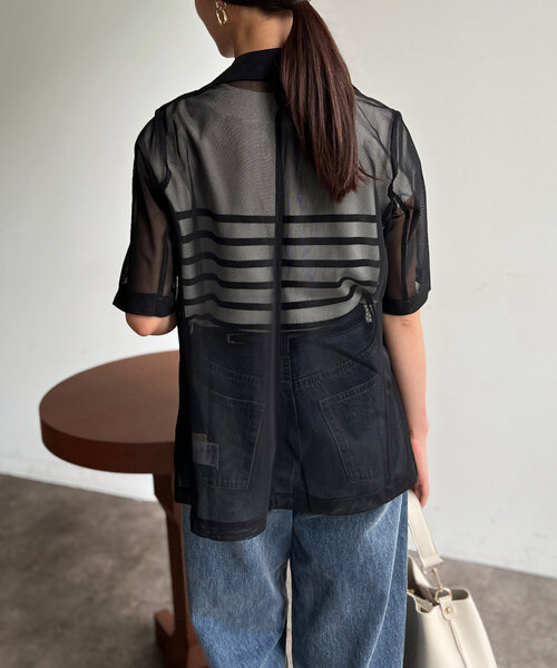 Chez toi(シェトワ)の「5分袖メッシュテーラードジャケット(テーラードジャケット・レディース・ブラック/ブラウン/アイボリー・FREE)」の20枚目の写真