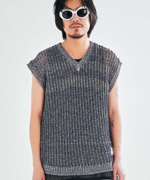 EFFECTEN（エフェクテン）の「mcg3479-Melange Color Knit Vest ニットベスト（ベスト・メンズ・ライム/ネイビー系・FREE）」の2枚目の写真