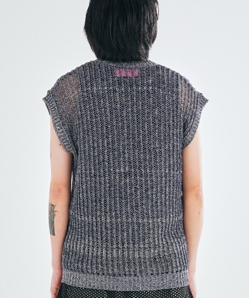 EFFECTEN（エフェクテン）の「mcg3479-Melange Color Knit Vest ニットベスト（ベスト・メンズ・ライム/ネイビー系・FREE）」の14枚目の写真
