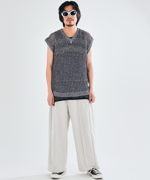 EFFECTEN（エフェクテン）の「mcg3479-Melange Color Knit Vest ニットベスト（ベスト・メンズ・ライム/ネイビー系・FREE）」の15枚目の写真