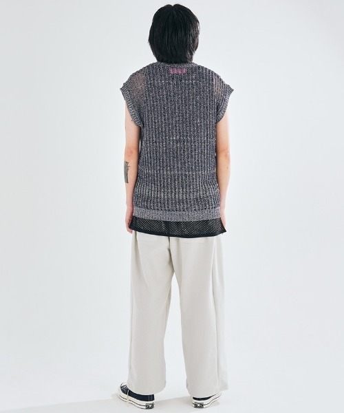 EFFECTEN（エフェクテン）の「mcg3479-Melange Color Knit Vest ニットベスト（ベスト・メンズ・ライム/ネイビー系・FREE）」の8枚目の写真