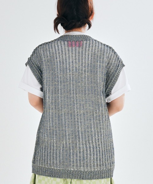 EFFECTEN（エフェクテン）の「mcg3479-Melange Color Knit Vest ニットベスト（ベスト・メンズ・ライム/ネイビー系・FREE）」の10枚目の写真