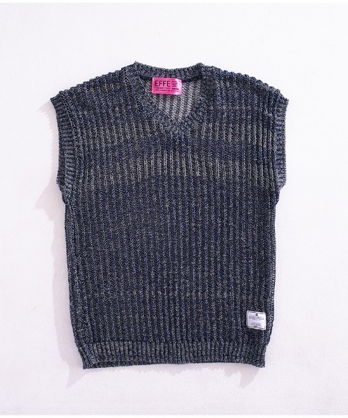 EFFECTEN（エフェクテン）の「mcg3479-Melange Color Knit Vest ニットベスト（ベスト・メンズ・ライム/ネイビー系・FREE）」の13枚目の写真