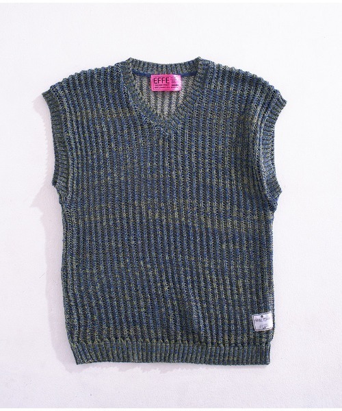 EFFECTEN（エフェクテン）の「mcg3479-Melange Color Knit Vest ニットベスト（ベスト・メンズ・ライム/ネイビー系・FREE）」の6枚目の写真