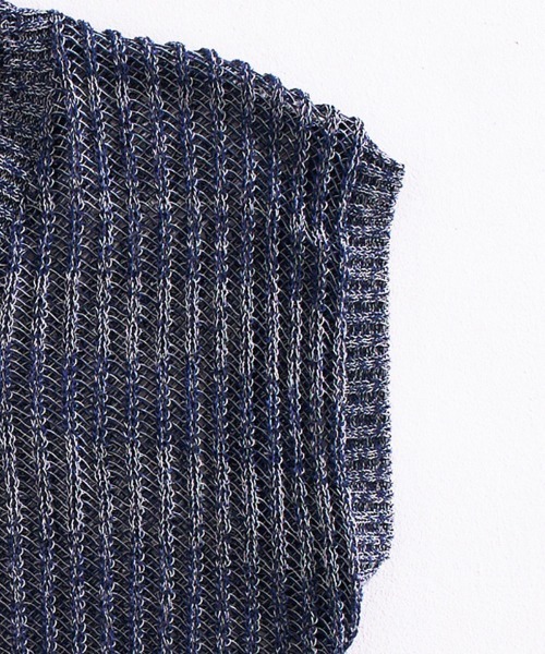 EFFECTEN（エフェクテン）の「mcg3479-Melange Color Knit Vest ニットベスト（ベスト・メンズ・ライム/ネイビー系・FREE）」の3枚目の写真