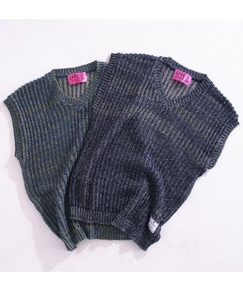 EFFECTEN（エフェクテン）の「mcg3479-Melange Color Knit Vest ニットベスト（ベスト・メンズ・ライム/ネイビー系・FREE）」の5枚目の写真