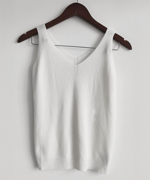 Miniministore(ミニミニストア)の「ニットタンクトップ Vネックサマーニット(タンクトップ・レディース・ダークブルー/ピンク/ブラック/イエロー/ホワイト・FREE)」の18枚目の写真