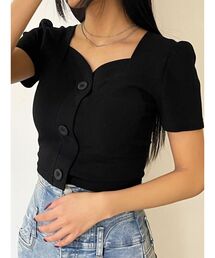 EMODA | フロントボタンリョートリブトップ(Tシャツ/カットソー)