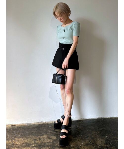 EMODA(エモダ)の「フロントボタンリョートリブトップ(Tシャツ/カットソー・レディース・グリーン/ブルー/ブラック/ホワイト・FREE)」の22枚目の写真