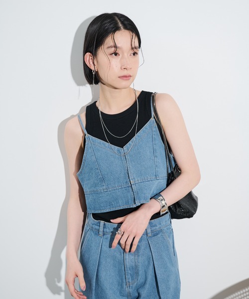 Shelly island（シェリーアイランド）の「マルチWAYデニムキャミ（キャミソール・レディース・ブルー・FREE）」の12枚目の写真