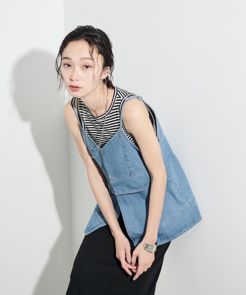 Shelly island（シェリーアイランド）の「マルチWAYデニムキャミ（キャミソール・レディース・ブルー・FREE）」の3枚目の写真