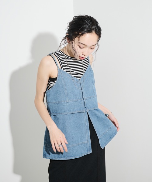 Shelly island（シェリーアイランド）の「マルチWAYデニムキャミ（キャミソール・レディース・ブルー・FREE）」の4枚目の写真