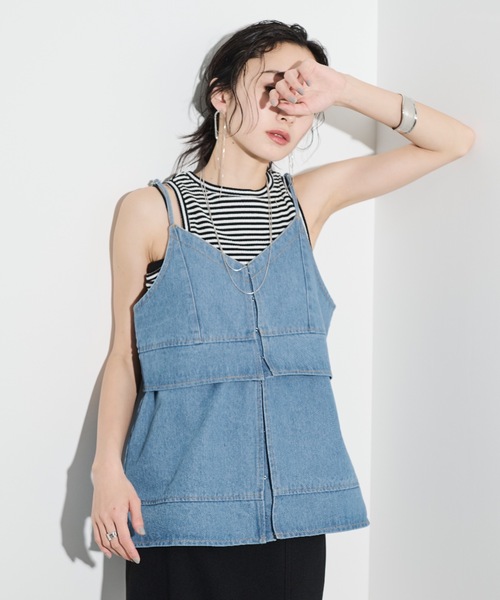 Shelly island（シェリーアイランド）の「マルチWAYデニムキャミ（キャミソール・レディース・ブルー・FREE）」の2枚目の写真