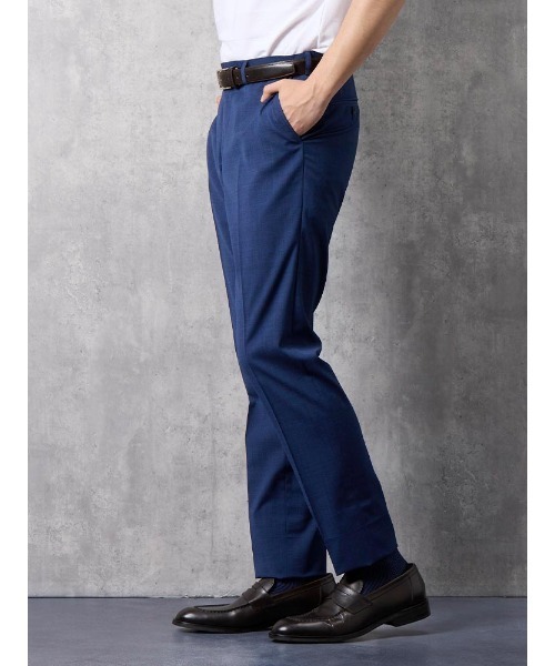 Perfect Suit FActory（パーフェクトスーツファクトリー）の「軽量＆清涼パンツ　トロピカル生地・高通気　凄脚（すごあし）シリーズ　ピンヘッド柄　ブラウン/ブルー/ネイビー（スラックス・メンズ・ネイビー/ブラウン/ブルー・91/85/94/82/76/73/88/79）」の18枚目の写真