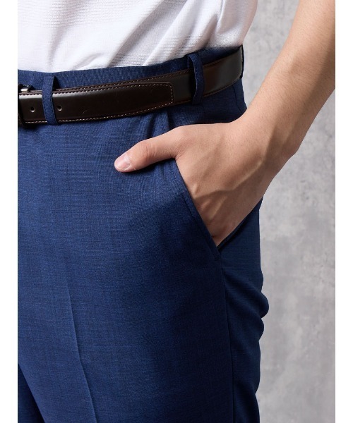 Perfect Suit FActory（パーフェクトスーツファクトリー）の「軽量＆清涼パンツ　トロピカル生地・高通気　凄脚（すごあし）シリーズ　ピンヘッド柄　ブラウン/ブルー/ネイビー（スラックス・メンズ・ネイビー/ブラウン/ブルー・91/85/94/82/76/73/88/79）」の20枚目の写真