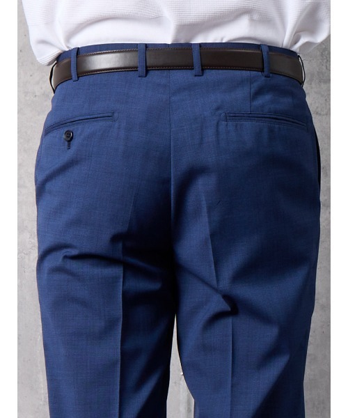 Perfect Suit FActory（パーフェクトスーツファクトリー）の「軽量＆清涼パンツ　トロピカル生地・高通気　凄脚（すごあし）シリーズ　ピンヘッド柄　ブラウン/ブルー/ネイビー（スラックス・メンズ・ネイビー/ブラウン/ブルー・91/85/94/82/76/73/88/79）」の21枚目の写真