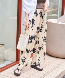限定展開　2トーン 花柄 リラックス イージーパンツ