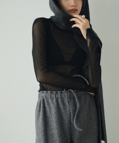 アンヌーク　anuke Embroidery Mesh Tops ブラック anuke 【SALE】anuke アンヌーク 即日発送 Embroidery Mesh Tops