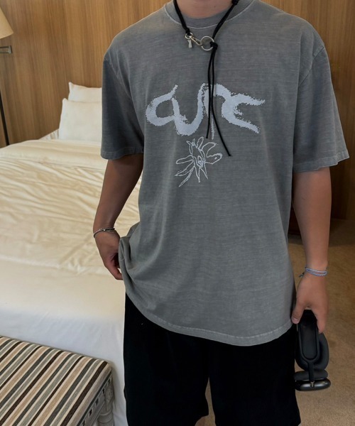 BY ATTENTION(バイアテンション)の「BIG SALE開催中!【BY ATTENTION】 フラワー プリント ピグメント 半袖 Tシャツ / ユニセックス(Tシャツ/カットソー・メンズ・ダークグレー/ブルー・FREE)」の12枚目の写真